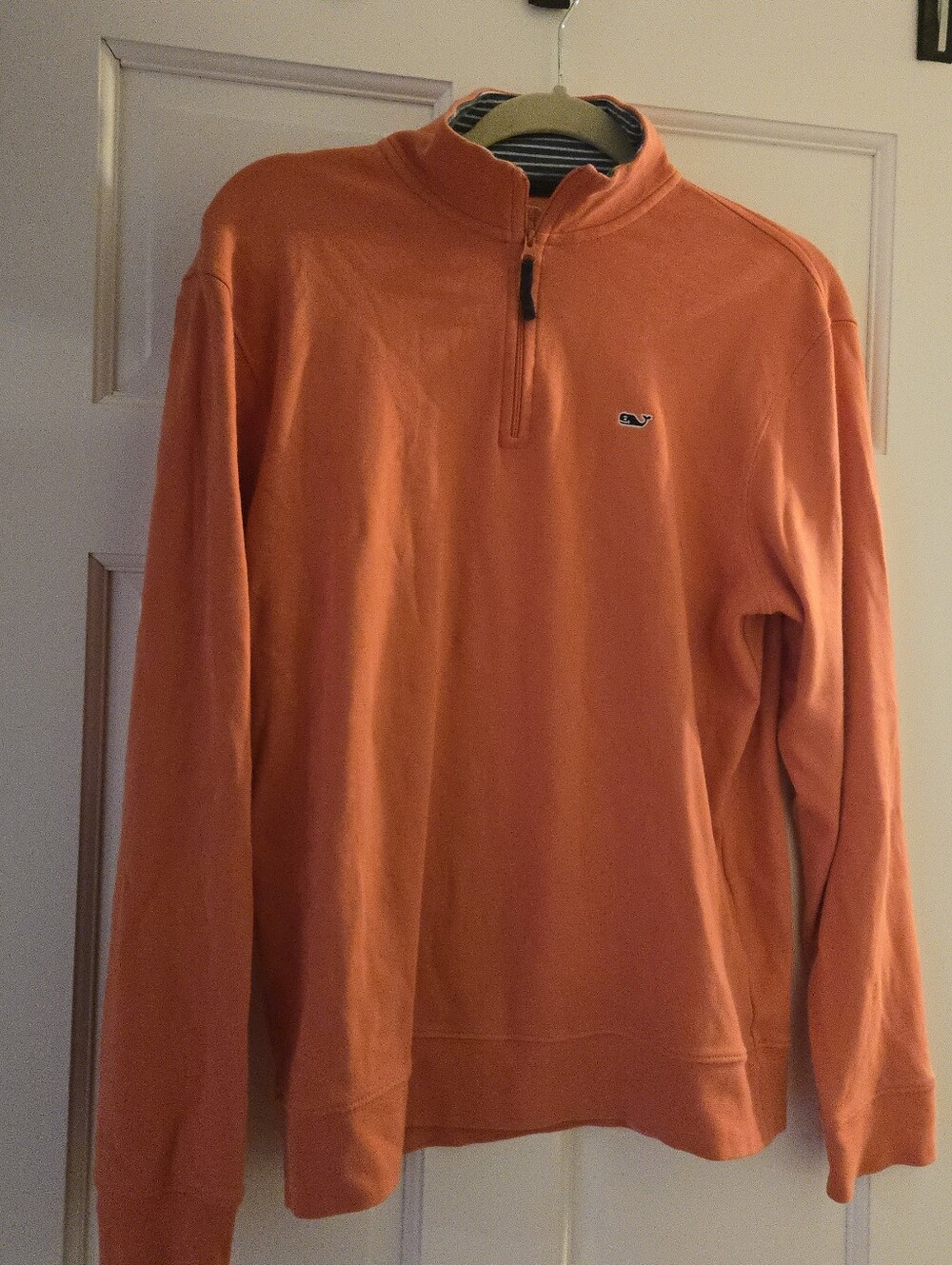 Vineyard Vines Men's Pink 1/4 Zip Mock Neck Logo Cotton Pullover Size S